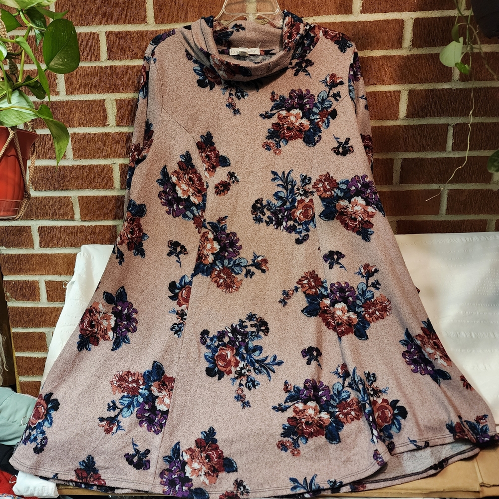 Eye Candy Floral Long Sleeve Dress - Pink and Blue
